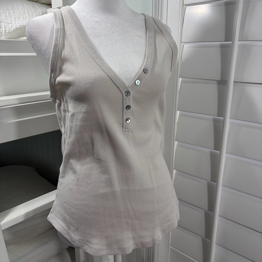 Michael Stars Buttoned V-Neck Tank Top